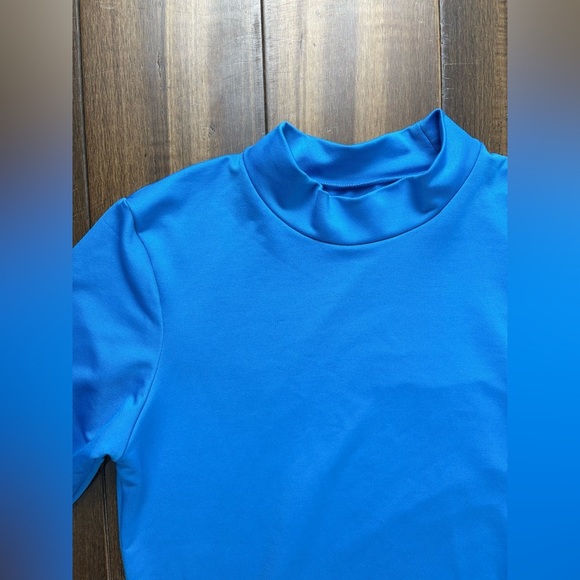 Junior size XL Champion Blue Mock Neck Long Sleeve Shirt Athletic Top - Picture 4 of 10